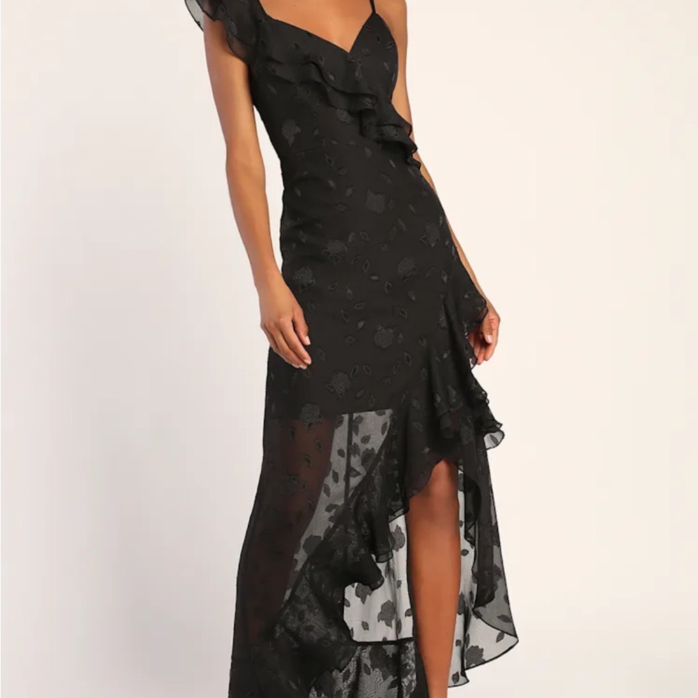 Lulu's Black High Low Ruffled Dress